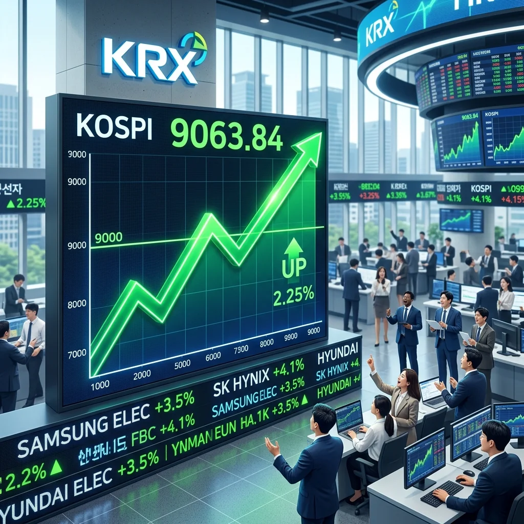 韩国股市首次突破9000点，KOSPI大涨2.25%